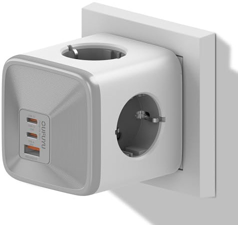 OUFUYU Würfel USB C Steckdosenleiste 4-Fach Steckdose 4000W mit 2 USB-C & 1 USB-A 30W, PD-Ladegerät für MacBook, iPad, iPhone 16/15/14/13/12, Galaxy S24, Spiel, Zuhause, Büro, Weiß