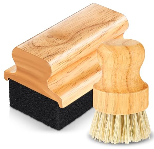 Qinyoung 2 Pcs Cutting Board Oil Wax Applicator Butcher Block Mineral Oil Brush Wooden Bamboo Cutting Board Cream with Handle for Wood Surfaces Restoring Butcher Blocks(Innovative,Sisal)
