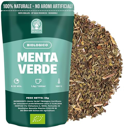 MENTA VERDE Tisana Digestiva Sfusa in Foglie | Infuso Rinfrescante 100% Naturale, Tisane Fredde e Cucina, Gusto Intenso e Aromatico, Busta Richiudibile Salva Aroma