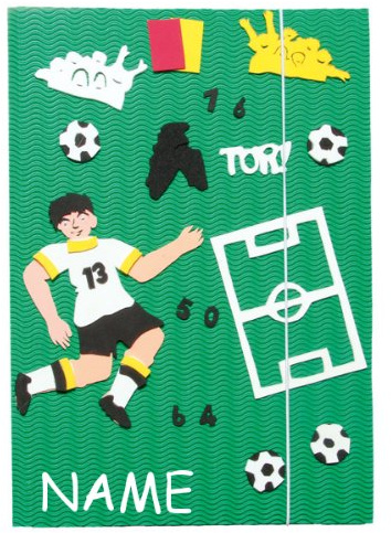 alles-meine.de GmbH Bastelset A3 Mappe incl. Name - Fußball Sport Ball - Gummizugmappe z.B. für Zeichnungen Zeugnisse Malmappe Zeichenmappe Kinder Jungen Fussballer