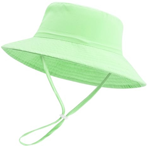 LACOFIA Justerbar baby solhatt baby sommarhatt med solskydd brett brätte simning strand pool, A-ljusgrön, 3-7 anni