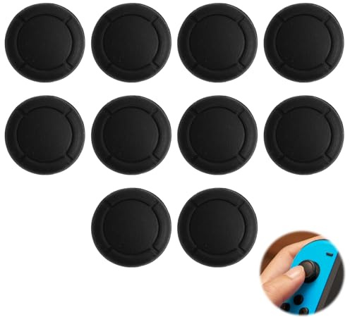 10PCS Cubiertas Protectoras de Silicona para Joystick, Agarres para el Pulgar, Tapones para Joystick, Capuchón de Reemplazo para Joystick, Tapas de Agarre para Thumbsticks, para Lite y OLED, Negro