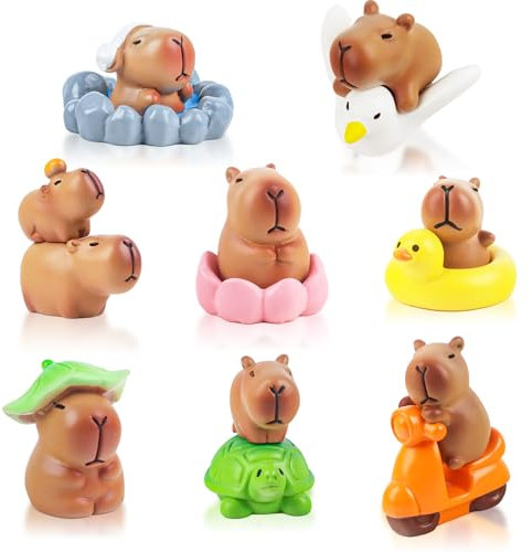 13Pcs Mini Capybaras de Resina, Figuras de Mini Chigüires, Decoración para Tortas de Capybaras, Adorables Figuras de Capibara para Tartas,Bonsáis, Paisajes en Miniatura, Escritorios y Casas de Muñecas