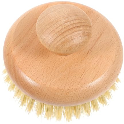 FOMIYES Spazzola da Doccia Rotonda in Sisal Manico in Ciliegio Cinese per Pulizia Pratica e Presa Confortevole, per Bagno la Cura del Corpo