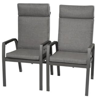 Green Spirit 2er Set Gartensessel Denver - grau, Aluminium, verstellbare Rückenlehne, Hochlehner, mit Armlehnen, 58x63x109cm - Garten-Stühle, ESS-Stühle, Garten-Sessel für Terrasse