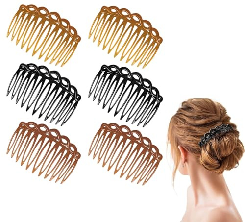 dinghaole 6 Pièces Peignes à Cheveux Décoratifs en Plastique, Peignes Latéraux Cheveux Peigne à Cheveux Tressé Rétro en Plastique de Couleur Pure, Peigne de Voile de Mariage Peignes à Pince de Dents