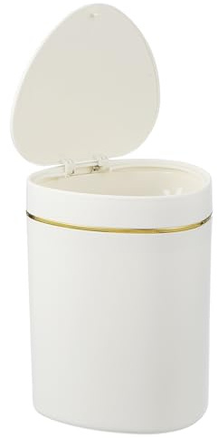 sourcing map Mini Trash Can with Lid, Desktop Small Recycling Bin Cute Trash Can, 2.2L/0.5 Gallon Suitable for Office Bathroom, Kitchen, Living Room, Bedroom, White
