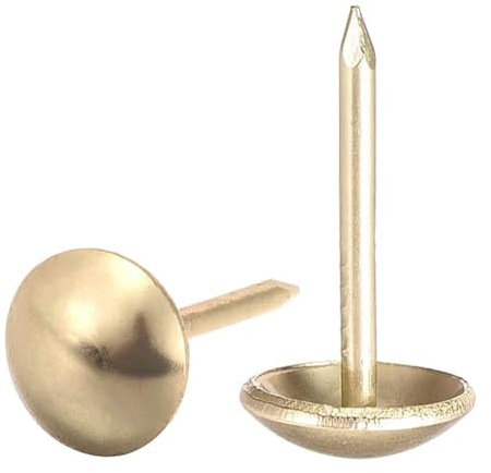 TOP-VIGOR 50 Stück goldene Polsternägel, 9 mm x 17 mm, dekorative Metall-Möbelnadeln für Stühle, Korkplatten und DIY-Projekte