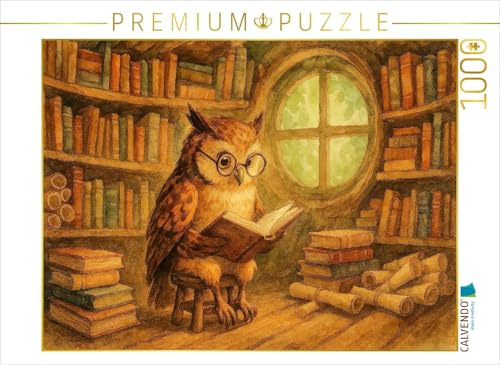 CALVENDO Puzzle Chouette Magique dans la bibliothèque de cabane dans Les Arbres | 1000 pièces 64 x 48 cm Puzzle Photo pour des Heures heureuses