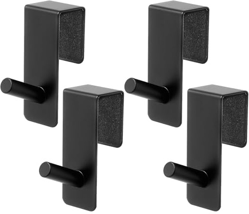 ARTOYS Over The Door Hooks (4 Pack) - Heavy Duty 20mm Wide Hangers for Thick Doors, Holds 50Lbs - EVA Foam Padded No-Scratch Hooks for Cabinets & Closets, Black