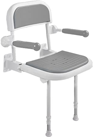 MJMLUCK Sedile per Doccia da Vasca, con sgabelli da Bagno Regolabili per Gambe, Sgabello da Bagno Pieghevole per disabili, Sedia da Doccia a Parete (Colore: Grigio Chiaro, Dimensioni: 46 * 38 cm) (g