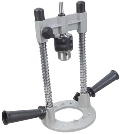 Versatile Drill Press Attachment for Vertical and Angled Boring Applications with Rubberized Base Protections Keyed Chuck Drill Guide