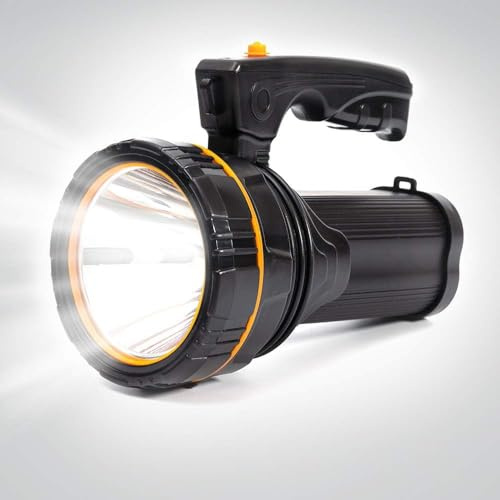 GEPROSMA Powerful Torch LED Super Bright USB C Rechargeable,Large Battery Powered 10000mAh, Long Range 800YD,High Power Torch, Spotlight Flashlight with Handle Strap,IPX6 Waterproof,for Home Camping