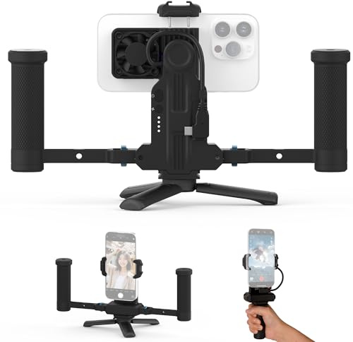 FeiyuTech Support Vidéo pour Smartphone avec Ventilateur,ProRes 4K avec Concentrateur de Stockage Externe,3 Ports de Type-C,pour Créateurs de Vidéos Stabilisateur,pour iPhone 15/16/17 Pro/Pro Max