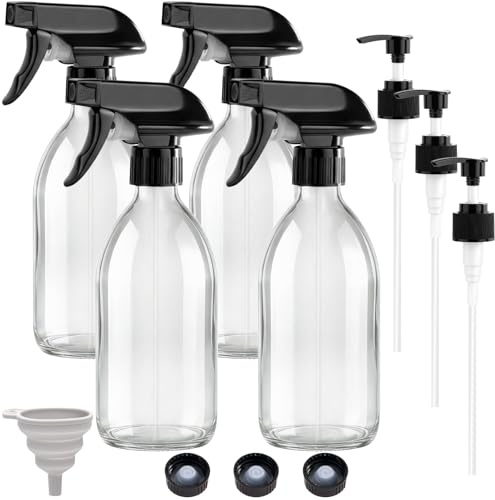Otauoaea 4 x 500ml Botellas de Spray Vacías, Botella pulverizadora de vidrio, botella pulverizadora Spray Bottle, Botellas Spray d'Acqua, vaporizador pulverizador para plantas, limpieza, peluquerías