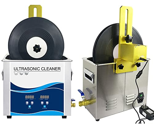 Nettoyeur à ultrasons pour disques vinyles, système de nettoyage chauffant de 300 W avec température réglable et dégazage, support de levage inclus.