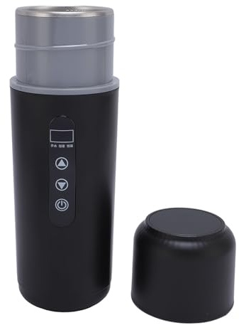 ZAWELIYO Hervidor Eléctrico para Automóvil de 500 Ml, Caldera de Agua Portátil para Automóvil con Diseño de Aislamiento, Hervidor Eléctrico de Viaje de Acero Inoxidable para café, té, (Negra)