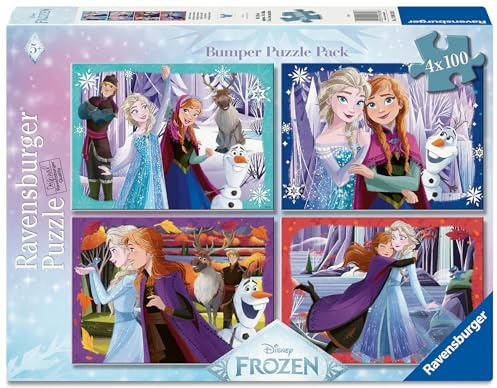 Ravensburger - Die Eiskönigin 4 x 100 Teile | Puzzle Kinder 5 Jahre | Puzzle 100 Teile von 36 x 26 | Puzzles Ravensburger | Geschenk für Kinder 5 Jahre | Geschenkideen