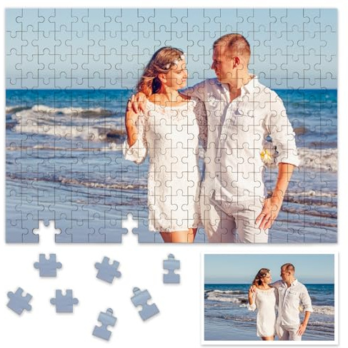 Rompecabezas personalizado para adultos de 200 piezas (10 x 14 pulgadas), rompecabezas personalizado sin marco, rompecabezas personalizado de madera, ideas de regalos para familia, mascotas, boda