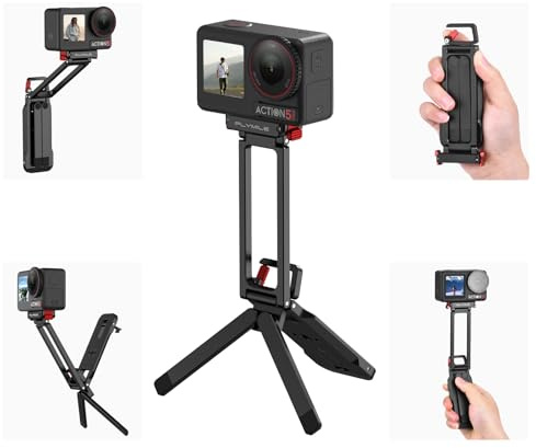 Magnetischer Schnellspanner Mini-Stativ für DJI Action 5 Pro/4/3/Osmo 360, Aluminium-Tischhalter, 180° einstellbar, mit 1/4-Schraubloch, Arca-Swiss-Schnittstelle & Faltbarer Hakenhalterung