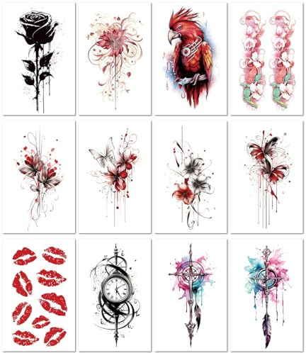 Red Spider Lily Tattoo Stickers For Women, Waterproof, Long-Lasting, Artistic Floral Design For Arms And Thighs. 11.4 * 21cm
