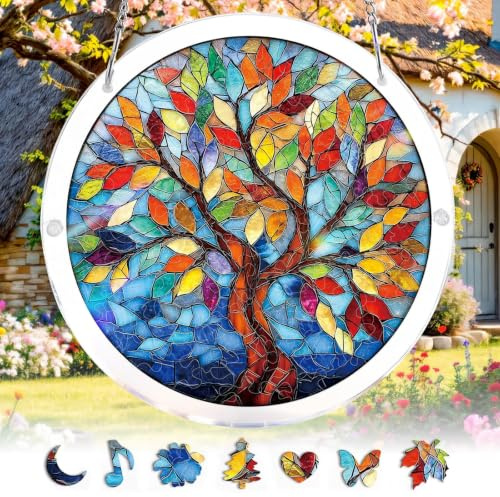 Acrylic Jigsaw Puzzle Suncatcher, Suncatcher Puzzle Window Hanging, Suncatchers Sun Catchers for Windows, Craft Kits for Adults Living Room Bedroom Summer Balcony Decor (B)