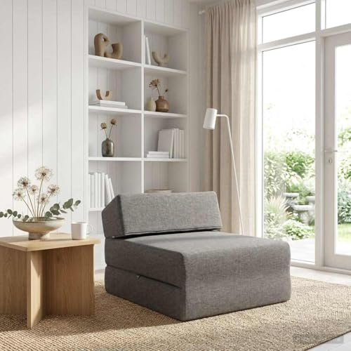 Kaloriko Fällbar soffa säng ljusgrå 60 x 70 x 41 cm tyg soffa soffa 2-i-1-funktion tvåsitsig gästsäng för vardagsrum kontor lounge platsbesparande bekväm