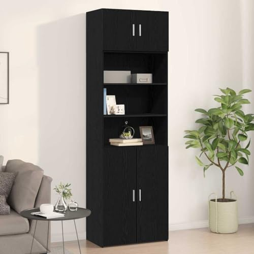 Fengshui Wandschrank Schwarz Eichen-Optik 70 x 42,5 x 40 cm | Rustikales Sideboard, Vielseitig als Konsolentisch, Geräumige Fächer, Robuste Bauweise