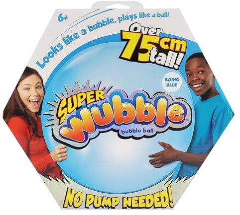 Wubble Super Bubble Ball - Blue | Looks Like a Bubble, Plays Like a Ball! | Inflates to 80cm Tall | Pump not Included | Outdoor Garden Toys | Ages 6+
