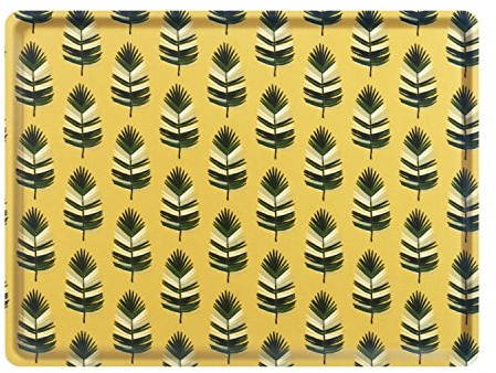 Platex 104030319S Plateau Stratifié Grand Modèle Feather Stratifié Mélaminé avec Inclusion de Tissu, Jaune 40 x 30 x 0,5 cm