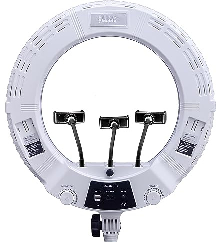 Yidoblo 18-Zoll-Ringlicht mit Stativ YouTube LED TikTok Ringlicht-Kit Farbtemperatur 3200K bis 5500K Make-up-Ringlichter mit Telefonhalter Ferntragetasche Kamera Handy Videoaufnahme Selfie