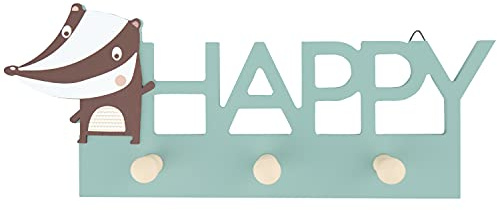Bieco Happy Holz-Wandgarderobe für Kinder | 30 cm, 3 Haken