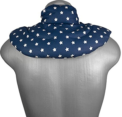 Nackenhörnchen mit Stehkragen Sterne-blau - Rapssamenkissen - Nackenkissen Wärmekissen - Ein sehr wohliger Nackenwärmer