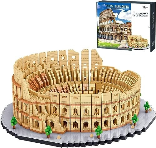 Pasyru Römisches Kolosseum Architektur Bausteine Bausatz, 5594+Teile Weltberühmtes Gebäude Modellbausatz, Modular Haus Bausteine, Geschenk für Jugendliche und Erwachsene