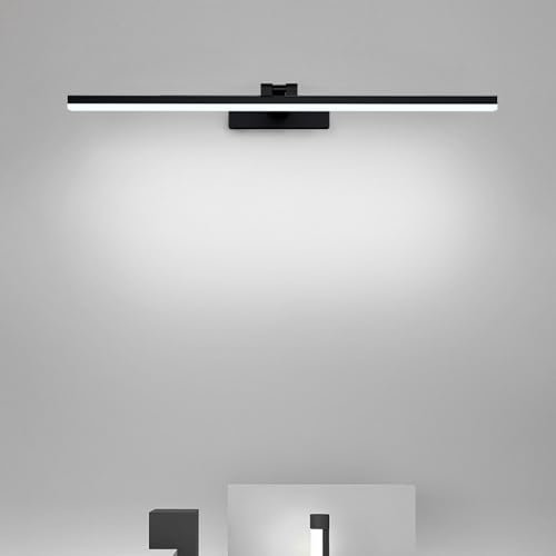 HY-RWML Wandlampe 60cm LED Spiegellampen Schwarz Spiegelleuchte Bad 180° Drehung Wandleuchte für Bad IP44 6500K Kaltes Weiß Badleuchte Aluminium