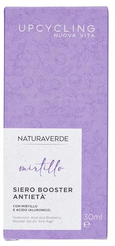 Naturaverde | Siero Viso Booster Upcycling Mirtillo, Con Estratto di Mirtillo, Vitamina C e Acido Ialuronico, Contrasta i Segni dell'Età, 30ml