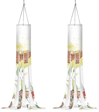 Jeiento Brauner Pilz-Windsack, Schmetterling, Banner, Windsack-Flagge mit Haken für Vorgarten, Terrasse, Rasen, Garten, Party, 101,6 cm, 2-teiliges Set