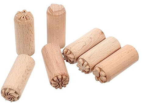 LALAFINA 2stücke Praktische Handgefertigte Holzstempel Teiliges Mit Verschiedenen Mustern Für -projekte Scrapbooking Und Bastelarbeiten