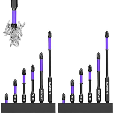 ATLION D1 Anti-Slip and Shock-Proof Bits with Phillips Screwdriver Bits,2024 Upgraded High Hardness and Strong Magnetic Bit,Alloy Steel Impact Resistance Magnetic Screwdriver Bits