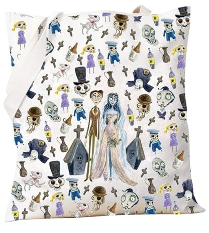 PXTIDY Bolsa de mano inspirada en la película de terror para novia, regalo de boda, regalo de fiesta de Halloween, película de terror, bolsa de comestibles reutilizable