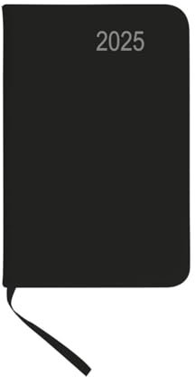 Taschenkalender 2025 / ca DIN A7 / mit PU Einband / Farbe: schwarz
