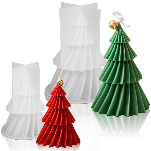 RNHDLY Christmas Tree Candle Moulds 2 Pcs Christmas Candle Moulds for Candle Making Silicone Mould, Candle Mould Silicone for Candle Making, Home Decor, Handmade