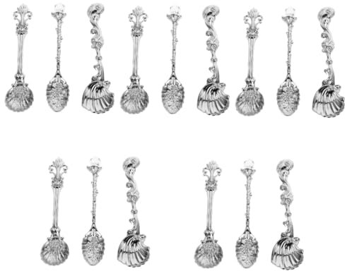 Ciieeo 5sets Vintage Style Silver Cutlery European Table Spoon for Desserts Honey Tea Portable Dessert Spoon for Home Restaurant Bar