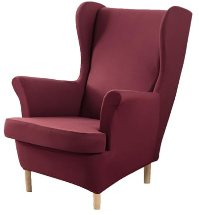 XINGYUEXUAN Ohrensessel Schonbezüge 2 Stück Stretch Flügel Stuhl Abdeckungen mit Armen Solid Farbe Flügel zurück Sessel Sofa Abdeckungen mit elastischen Boden für Wohnzimmer Schlafzimmer (weinrot)