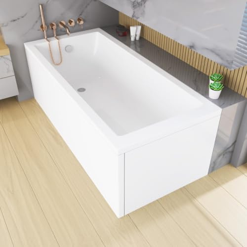 ECOLAM Badewanne TAMI 190x90 Schürze große Wanne Acrylwanne Rechteck Ablauf | große Wanne für zwei Personen im Set weiße Verkledung Siphon Füße Silikon direkt vom Hersteller echtes Sanitäracryl