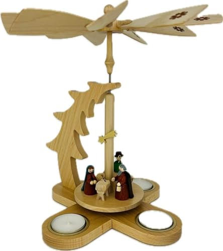 Rudolphs Schatzkiste Pyramide de sapin de Noël pour bougies chauffe-plat, hauteur 27 cm, pyramide d'arbre en bois