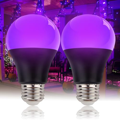 LIAISIMI UV Schwarzlicht Glühbirne, E27 UV Birne 10W Black Light Bulb, 385-400 nm UVA Level Schwarzlichtlampe, UV Beleuchtung für Party, Keller, Disco, Club (2 Stück-Schwarz)