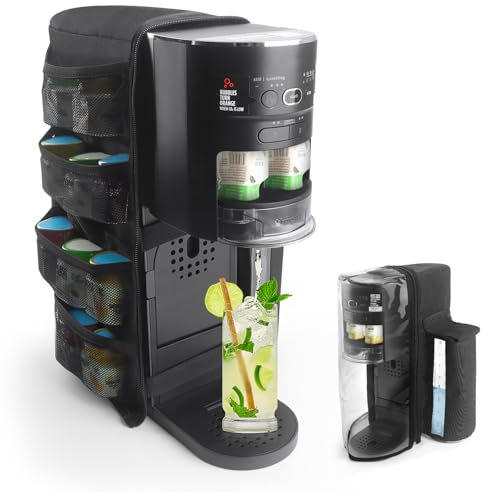 Soda Maker Dust Cover Fits for Ninja Thirsti WC1001, Soda Machine Cover Accessories for Ninja Thirsty Drink System, Extra Pockets Holds 12 Flavor Pods (Cover Only)