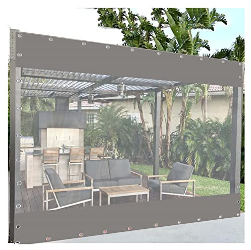 Rideaux de pergola en PVC transparent imperméable pour terrasse, porche, abri d'auto, couverture de pavillon à œillets pour l'intimité et la protection, idéal pour les espaces extérieurs