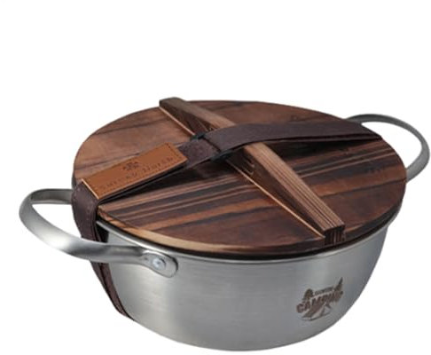 Pentola da campeggio in acciaio inossidabile, pentola di sopravvivenza | brocotto con coperchio e doppia maniglia per cottura esterna,Pentole a fondo marciapiedi, anche le pentole ergonomiche riscalda